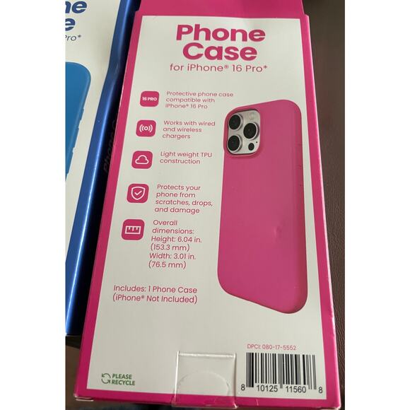 Bundle of 3 Silicone Cases for iPhone 16 Pro. 1 each color Pink, Blue, Purple - Picture 2 of 2